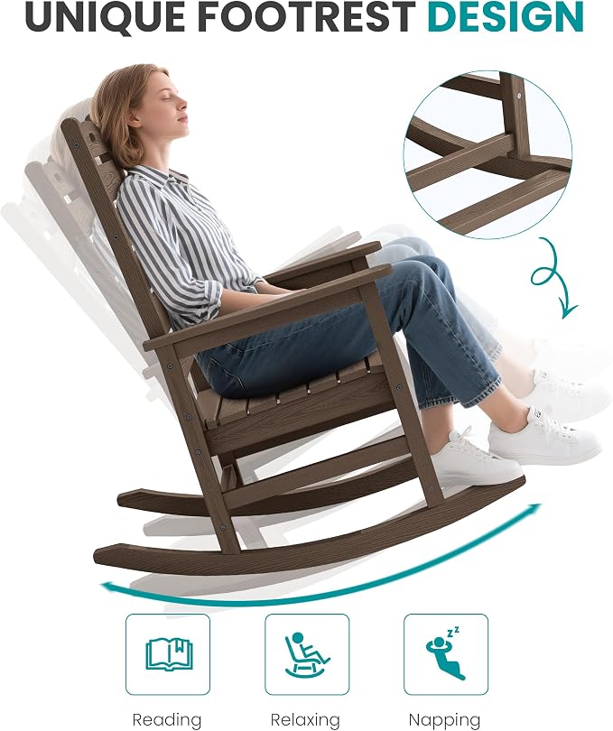 SERWALL Outdoor Rocking Chair Set of 2, Oversized Rocking Chair - Image 8