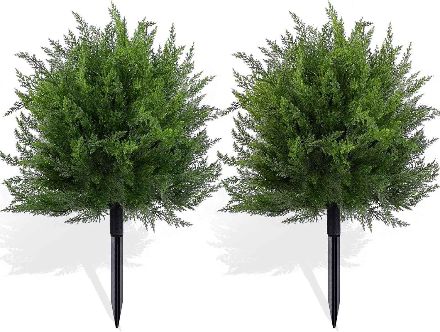 FAJUNZH Artificial Topiary Bushes for Outdoors with Spike, Boxwood Ball Fake Shrubs UV Resistant Faux Plants for Indoor Outdoor Fall Thanksgiving Halloween Decor