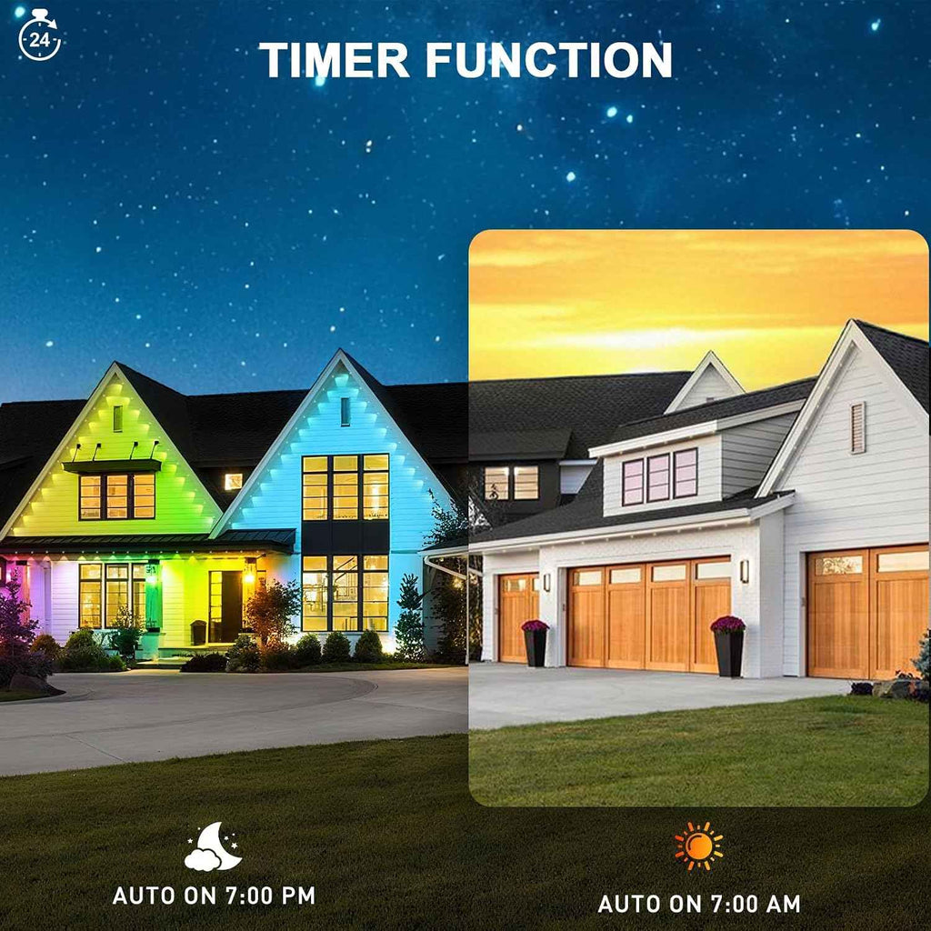 150FT Permanent Outdoor Lights for House | 150 ft Length, Permanent Installation, Outdoor Use, House Lighting