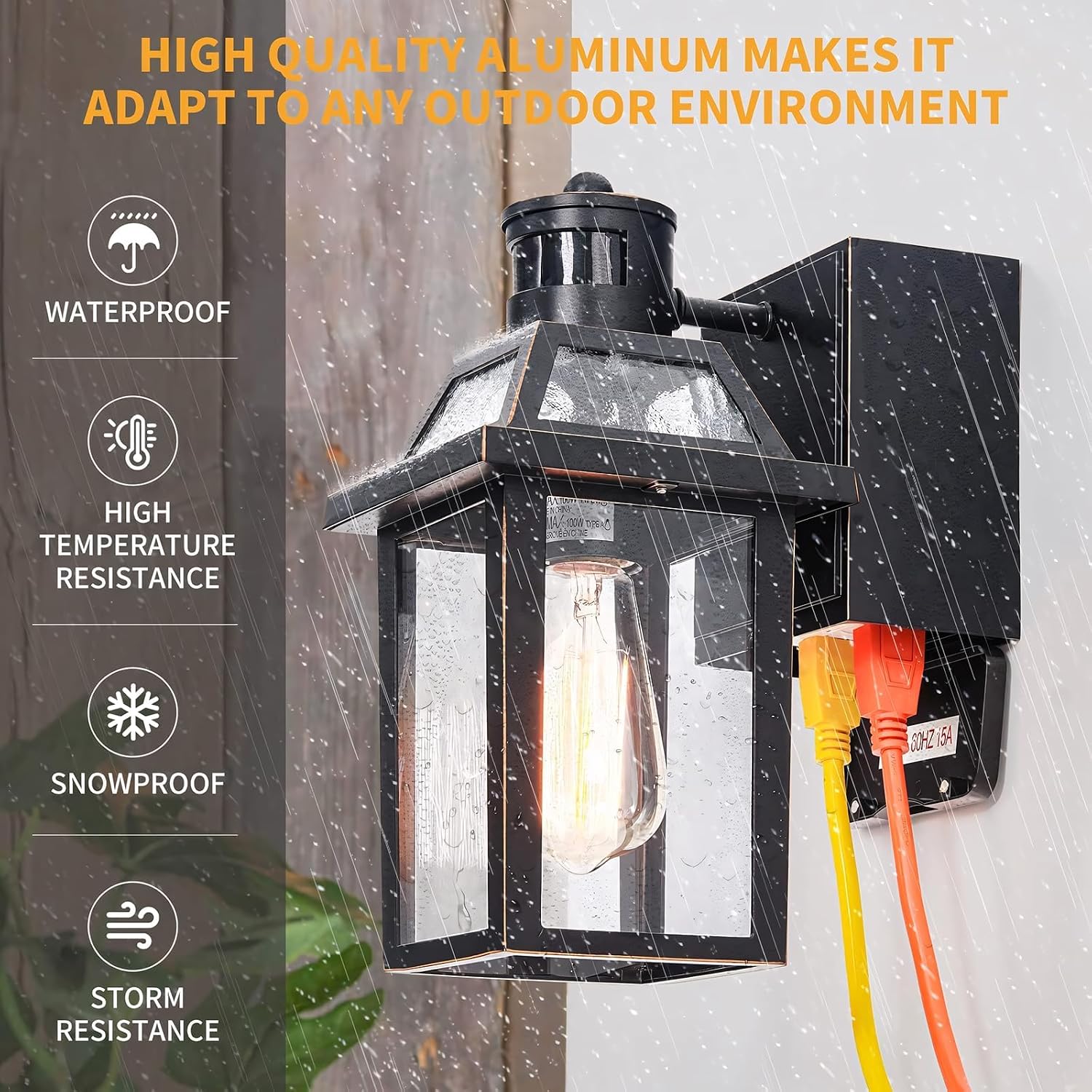 Yisuro Porch Lights with GFCI Outlet, Dusk to Dawn Outdoor Lights with Outlet, 3 Lighting Modes Exterior Light Fixture Waterproof, Outside Lights for House Front Door Patio Garage