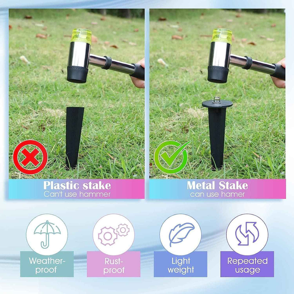 4 Packs Threaded Spike Flood Light Ground Stake Metal Replacement Stakes for Solar Lights Outdoor LED Solar Light Stakes with 4 Hex Screws for Gardens Yard Path Lawn 6.3 Inches