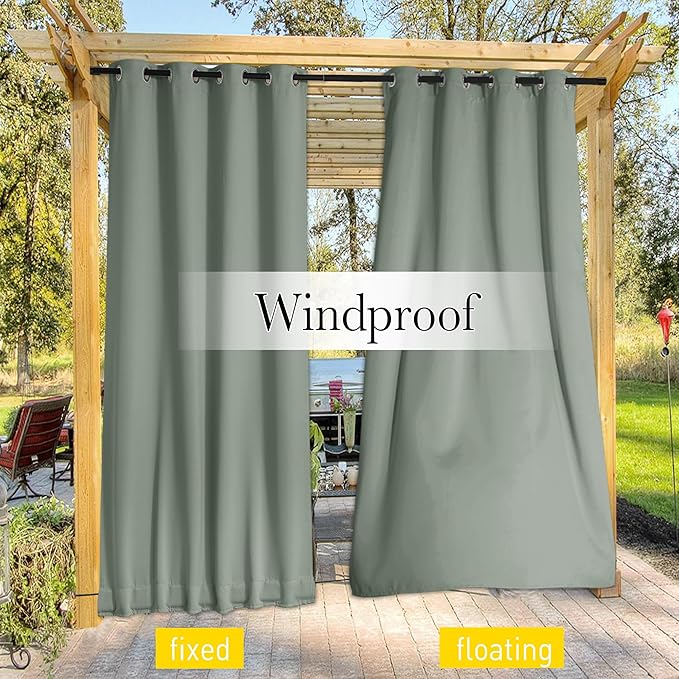 NICETOWN 2 Panels Waterproof Outdoor Curtains Fixed Grommet & Back Tab on Top & - Image 4