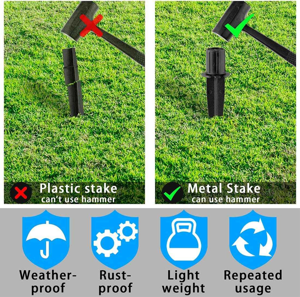 Metal Replacement Stakes for Solar Lights 3/4 inch (0.78" Actual), 12 Pack | Optimized Ground Anchoring Ensures Stability. Weather-Resistant Finish Prevents Corrosion. Perfect for Pathway & Landscape.