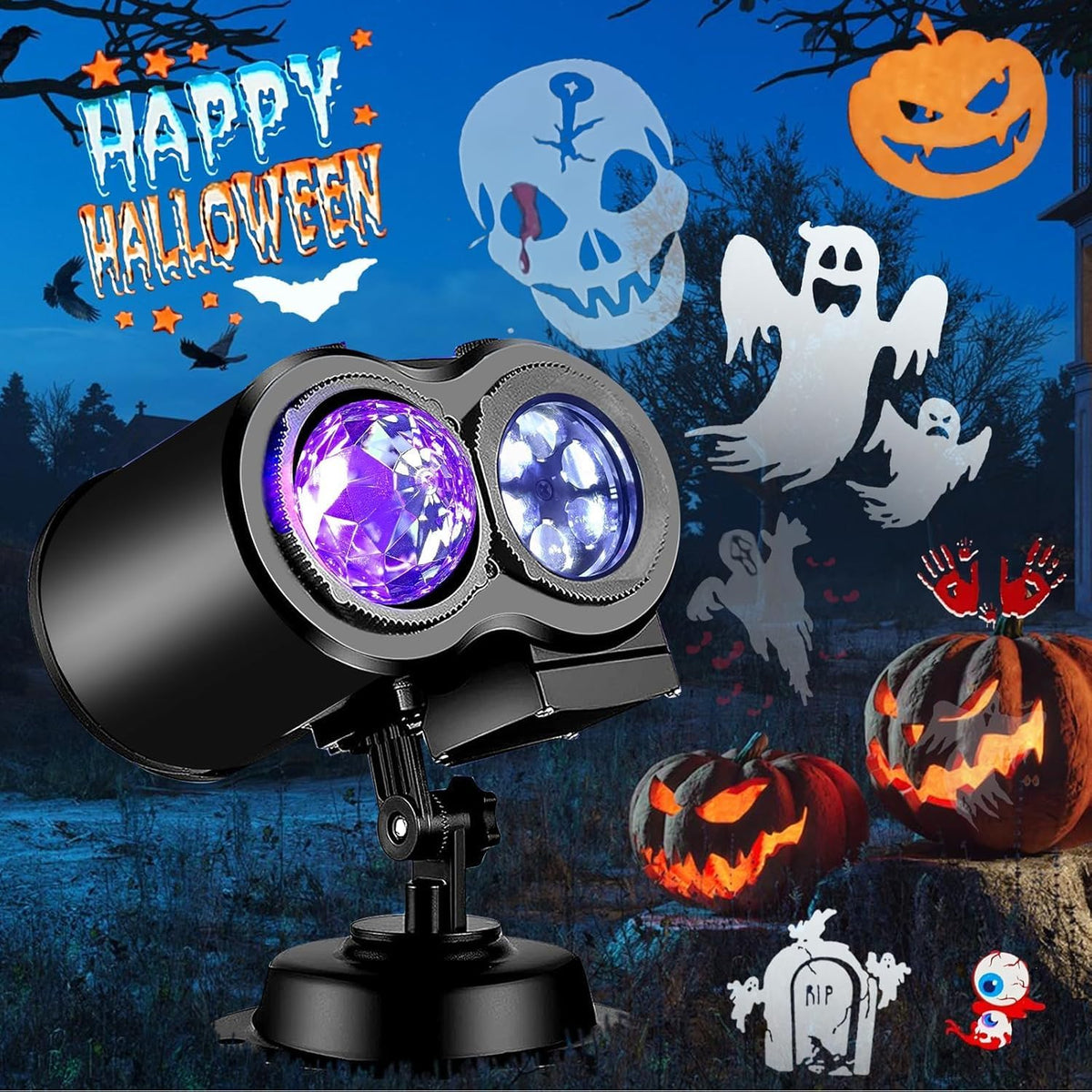 Brighter Halloween Decorations Projector Lights, 2026 Upgraded Holiday Projectors, Christmas Projector with 19 HD Replaceable Slides (Ocean Wave & Patterns), Waterproof Halloween Projector Light Show