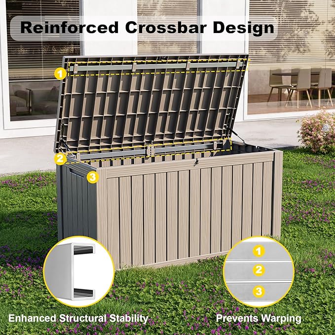 150 Gallon Waterproof Outdoor Storage Box, Resin Deck Box, Lockable Outside - Image 2