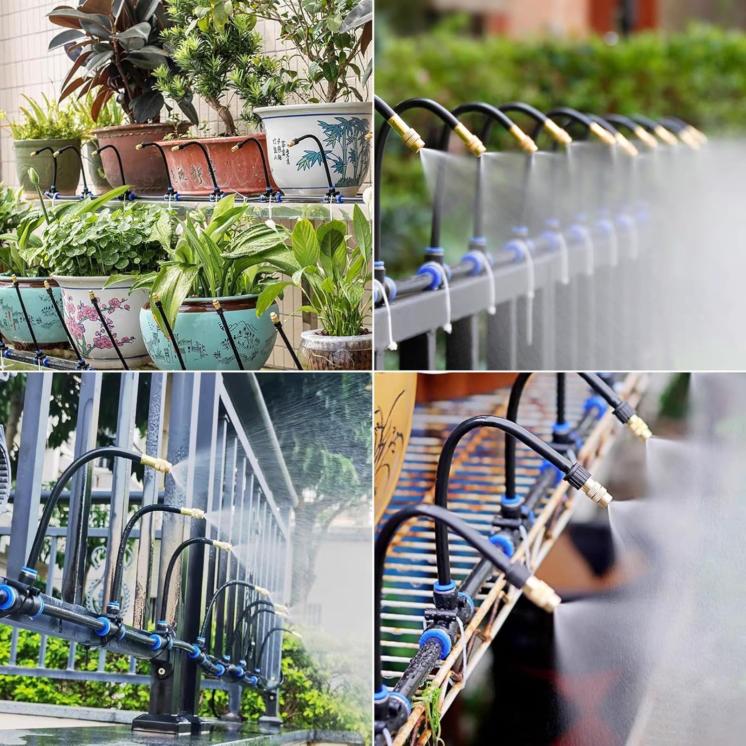 360° Adjustable Drip Irrigation System - Compatible 1/4" Irrigation System, 33FT Garden Watering Atomizing System with 10pcs Nozzles, Greenhouse Accessories for Yard, Lawn, Plants, Garden (33Ft)