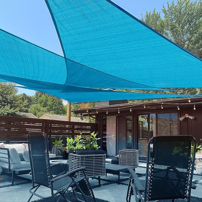 LOVE STORY Custom Size 7'x7'x9.9' Turquoise Blue Sun Shade Sail Right Triangle by LOVESTORY
