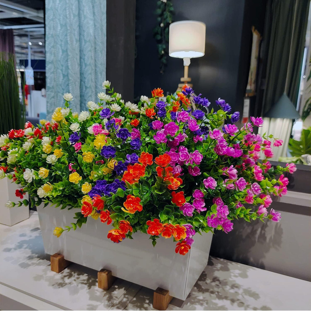 WEAUSUP 21 Bundles Artificial Outdoor Flowers Fake Plants & Greenery | PE Material,Maintenance-Free,Built-In UV Stabilizer, Waterproof Fade-Proof,Ideal for Indoor Outdoor Landscape Decor