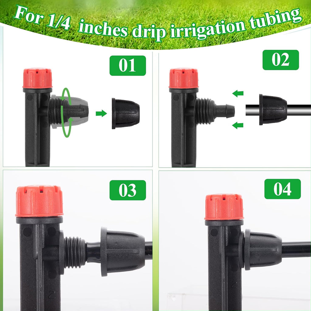 FULAIERGD60 Pcs Drip Irrigation Sprayer Emitters for 1/4" Irrigation Tubing | Adjustable Irrigation Misting Emitters Irrigation Drippers,3 Style Drip Micro Sprinkler Nozzles for Garden Water System