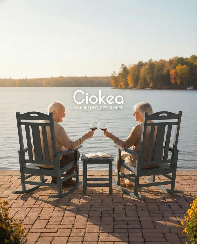 Ciokea Oversized Outdoor Rocking Chairs Set of 4, 380lbs Heavy-Duty Large Patio - Image 4