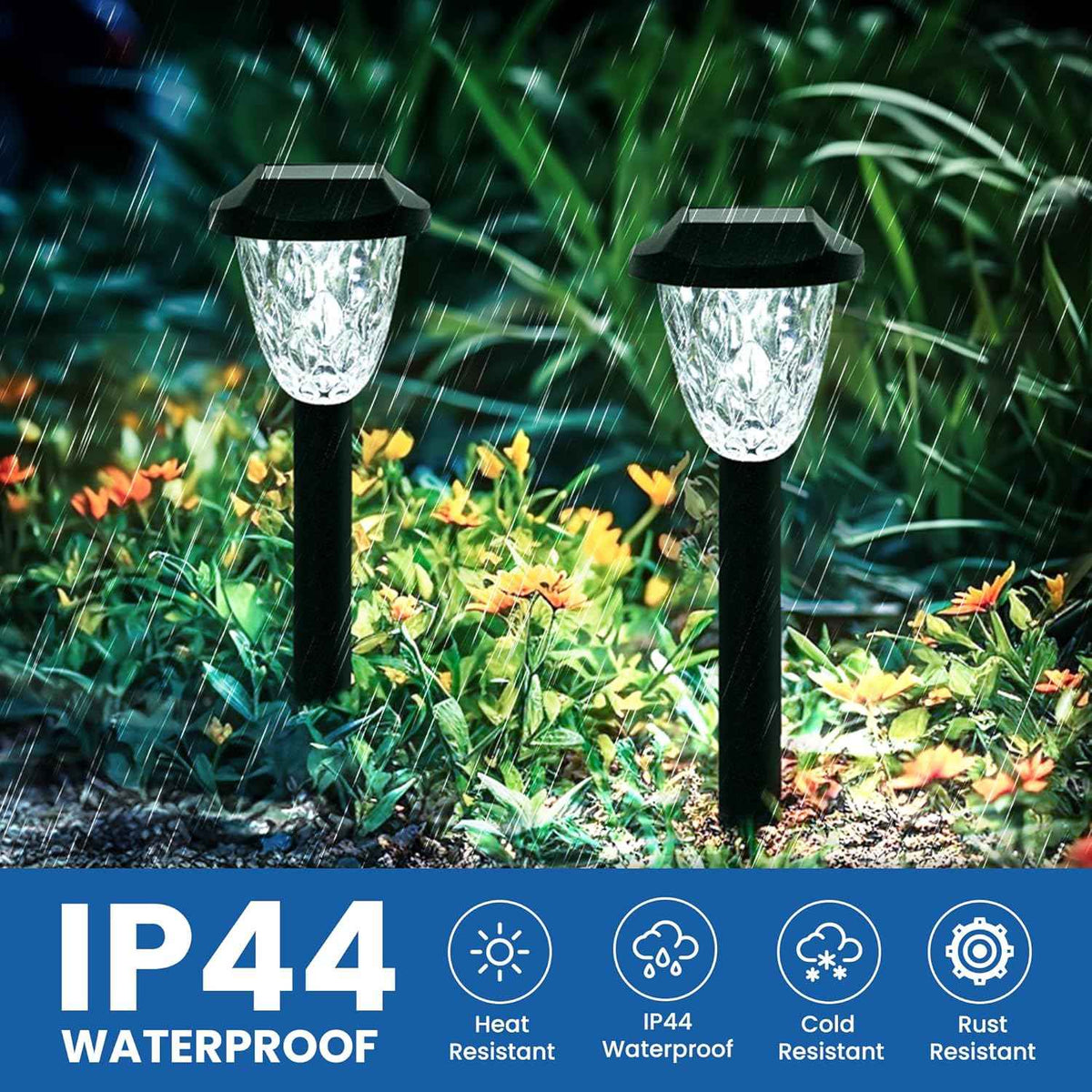 GIGALUMI Solar Pathway Lights, 8 Pack Outdoor Waterproof | Elegant pattern auto on/off dusk to dawn. Perfect for yard, garden, walkway, driveway, lawn. 8-pack landscape set.