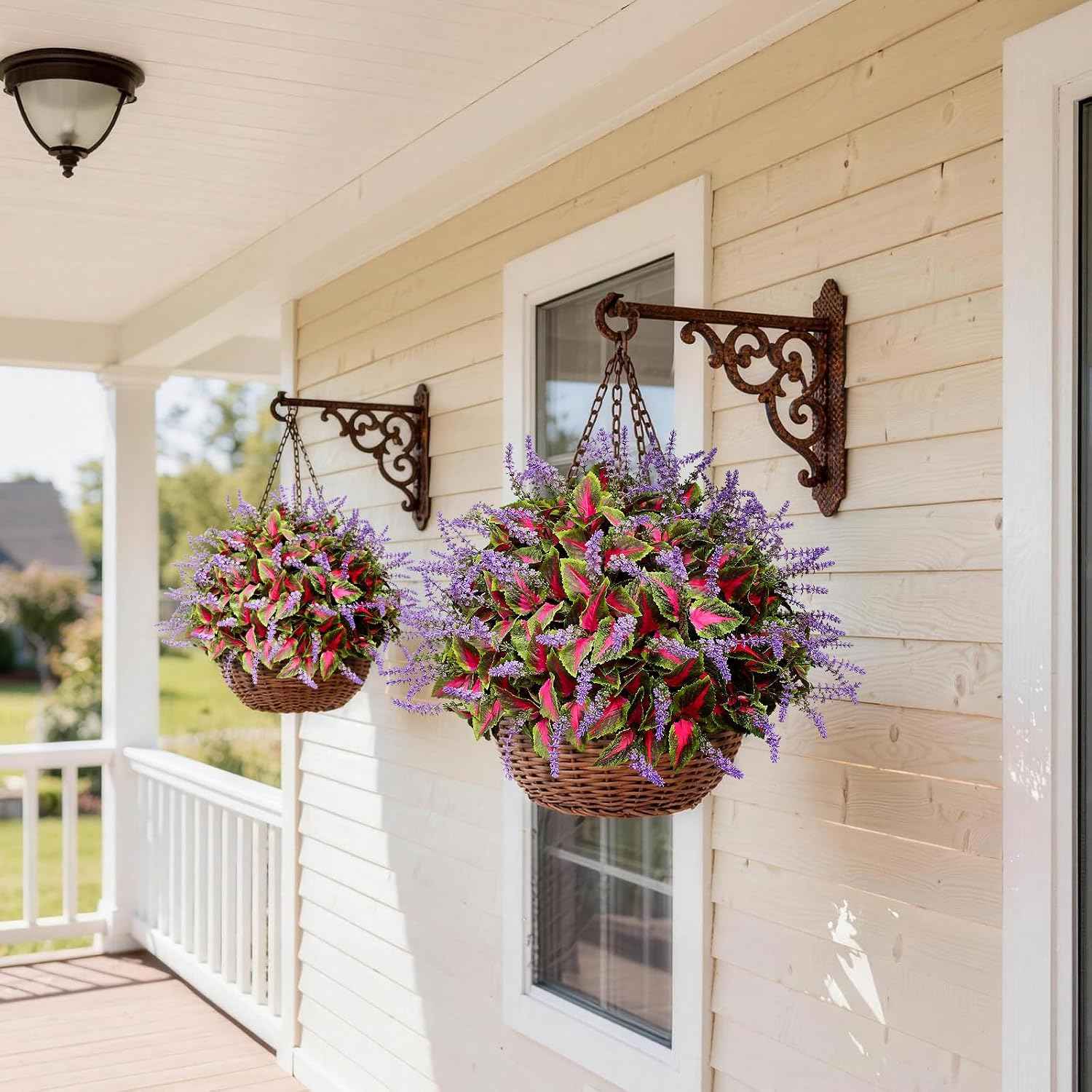 12 Bundles Artificial Coleus Flowers | UV Resistant No Fade Silk Faux Plants | Spring Summer Outdoor Fake Greenery for Garden Patio Planters Front Porch Pathway Decor (Pink)