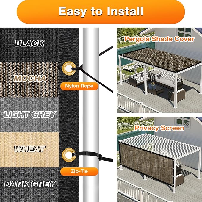 Artpuch Outdoor Pergola Shade Cover 12x18 FT Sun Shade Cloth - Image 5