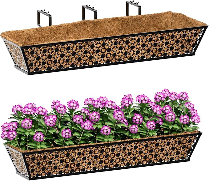 SPECILITE 30" Window Boxes Planters, Heavy Duty Metal Railing Planter Boxes by SPECILITE