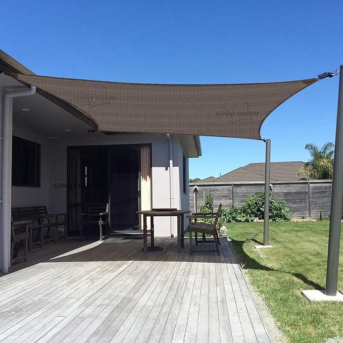 SUNNY GUARD Custom Size 11'x24' Rectangle Brown UV Block Sunshade by SUNNYGUARD
