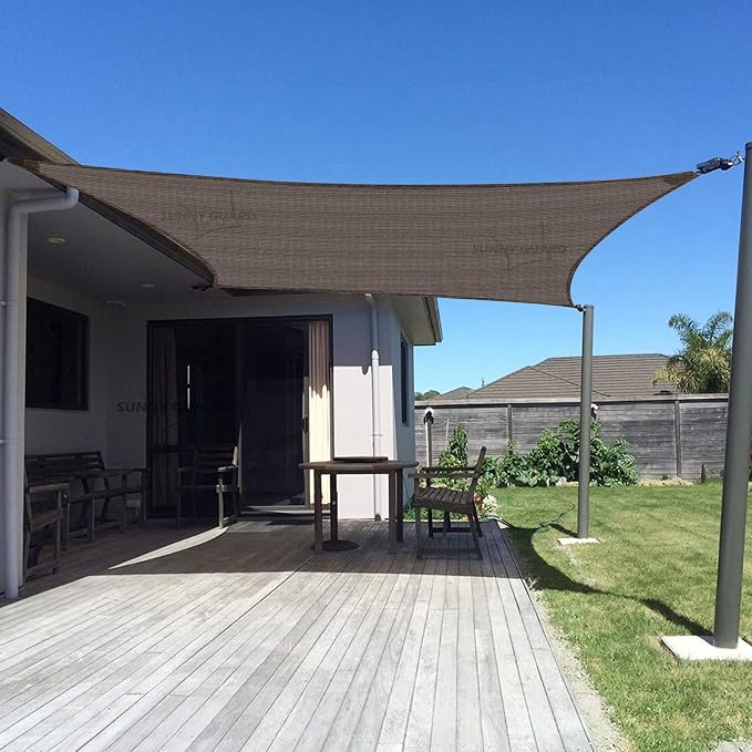 SUNNY GUARD Custom Size 12'x25' Rectangle Brown UV Block Sunshade by SUNNYGUARD