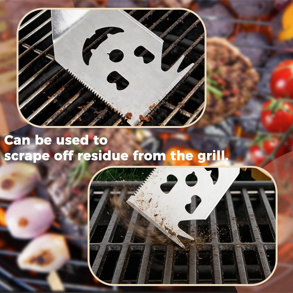 2 PCS Grilling Accessories Birthday Gifts for Men,Dad Funny Grill Tools Set | Heavy-Duty Stainless Steel 7-1 Grill Spatula & 5-1 Fork BBQ Tool Set with Wooden Handles,BBQ Accessories for Outdoor Grilling