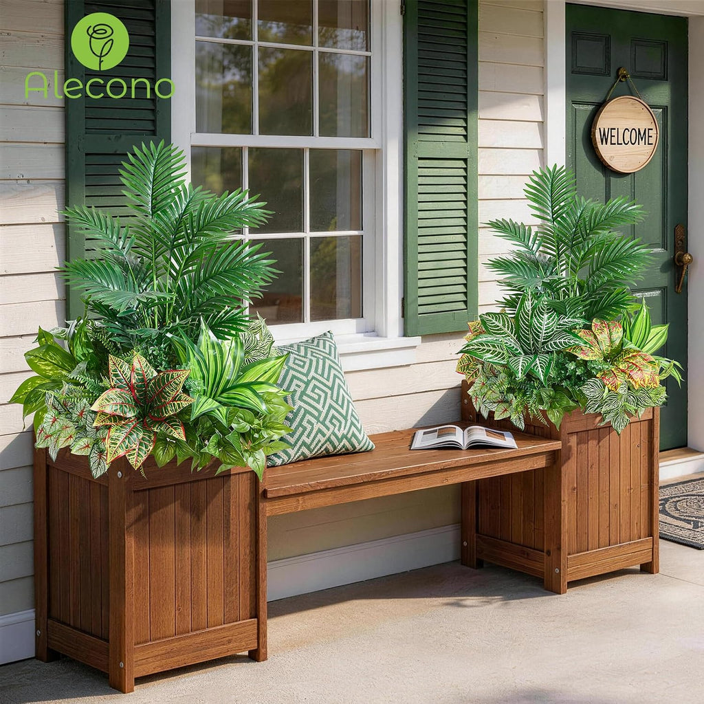 Alecono Artificial Plants Outdoor 11 Bundles UV Resistant Fake Greenery | Maintenance-Free Faux Stems for Window Box, Porch, Patio Decor & Outdoor Planters (No Planter Included)