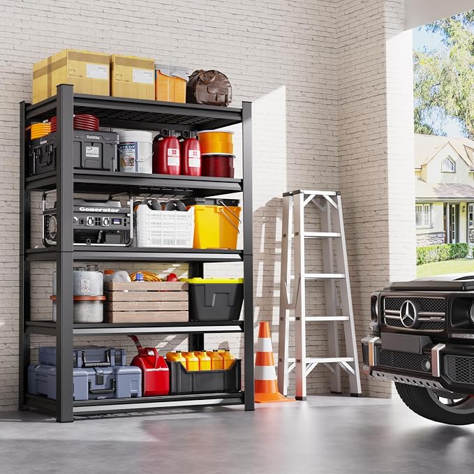 Set of 4 Garage Shelving-3000 lbs 5 Tier Storage Shelves, Adjustable Heavy Duty - Image 8