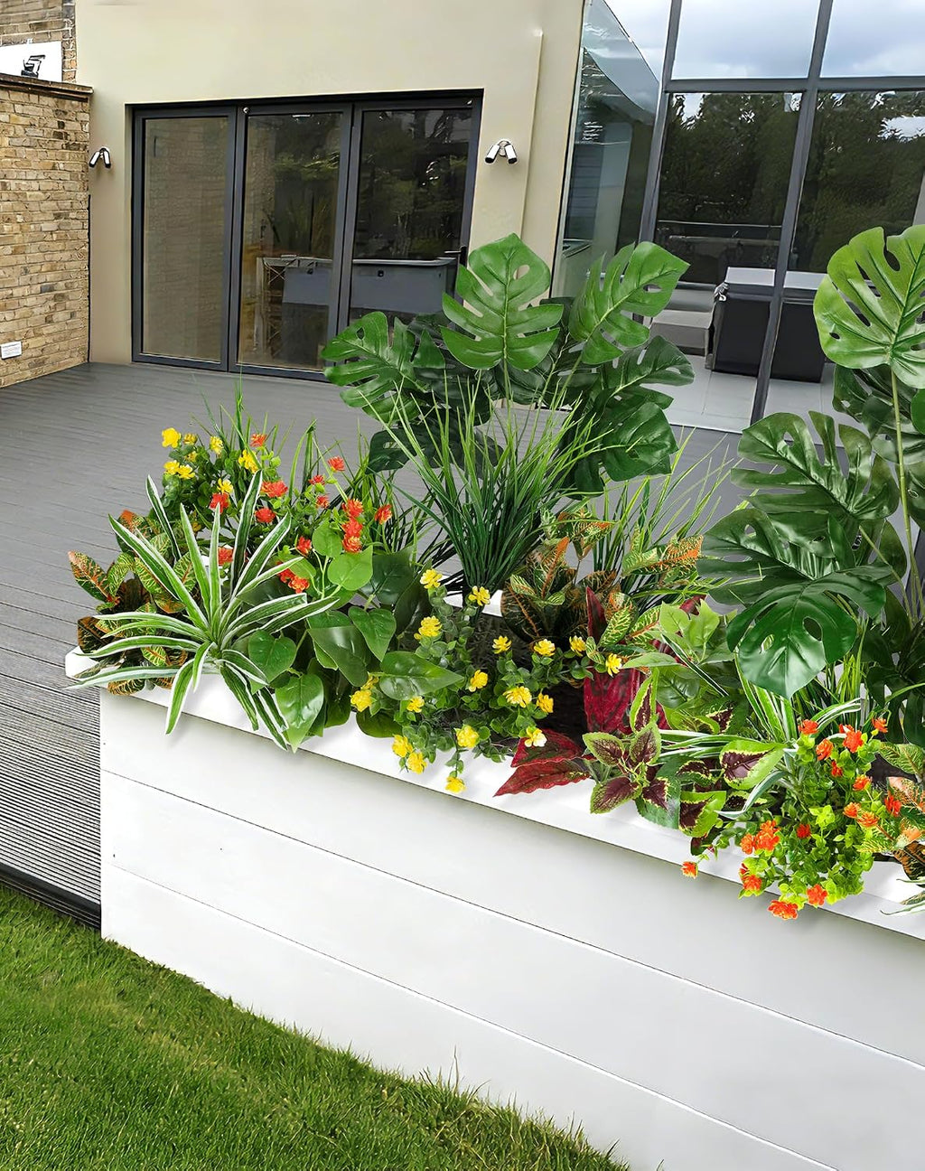Ouddy Decor 18 Pcs Artificial Plants for Outdoors Fake Greenery Stems | Faux boxwood shrubs flowers, UV resistant, indoor outdoor porch patio garden table vase window box spring summer home decor