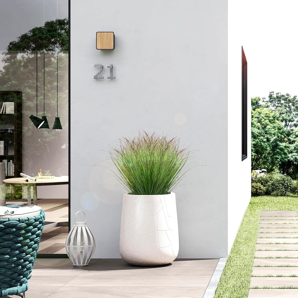 8 Bundles Artificial Plants Onion Grass Outdoor 17 Inch Tall Fake Shrubs Wheat Grass UV Resistant Greenery Stems Faux Bushes Plant for Indoor Outdoor Garden Office Home Decor（Green Red Tail）