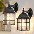 WIHTU Dusk to Dawn Outdoor Wall Lights 2Pack, Classic Exterior Porch Light | Aluminum Frame, Water Rippled Glass, Waterproof, E26, Sensor Exterior Lighting Fixtures, Wall Sconce For Garage, Front Door