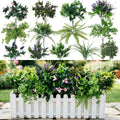 Laelfe UV Resistant Artificial Plants & Flowers, 13 Bundles | Fade Resistant 5000H UV Tested, Faux Fern Lavender Greenery Stems, Fake Plastic Shrubs for Front Porch Garden Patio