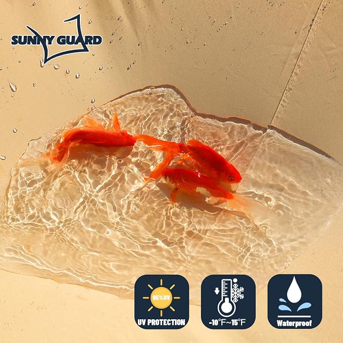 SUNNY GUARD Waterproof Sun Shade Sail 7' x 7' Sand Rectangle UV Block Sunshade - Image 2