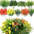 24 Pcs Outdoor Artificial Plants Realistic Artificial Flowers Greenery Stems Faux Plants Bushes for Home Planter Patio Garden Front Porch Yard Decor