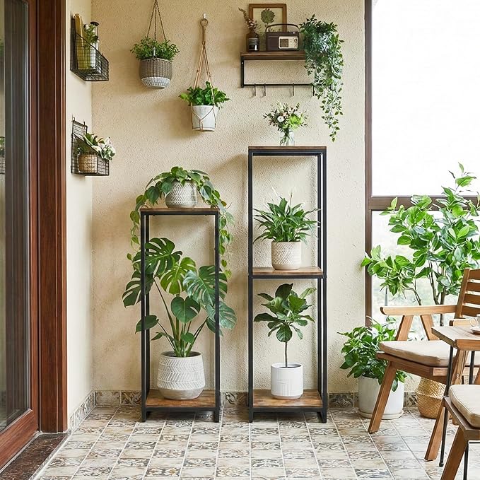34" Tall Plant Stand Indoor, 2-Tier Modern Plant Shelf, Corner Flower Pot - Image 7