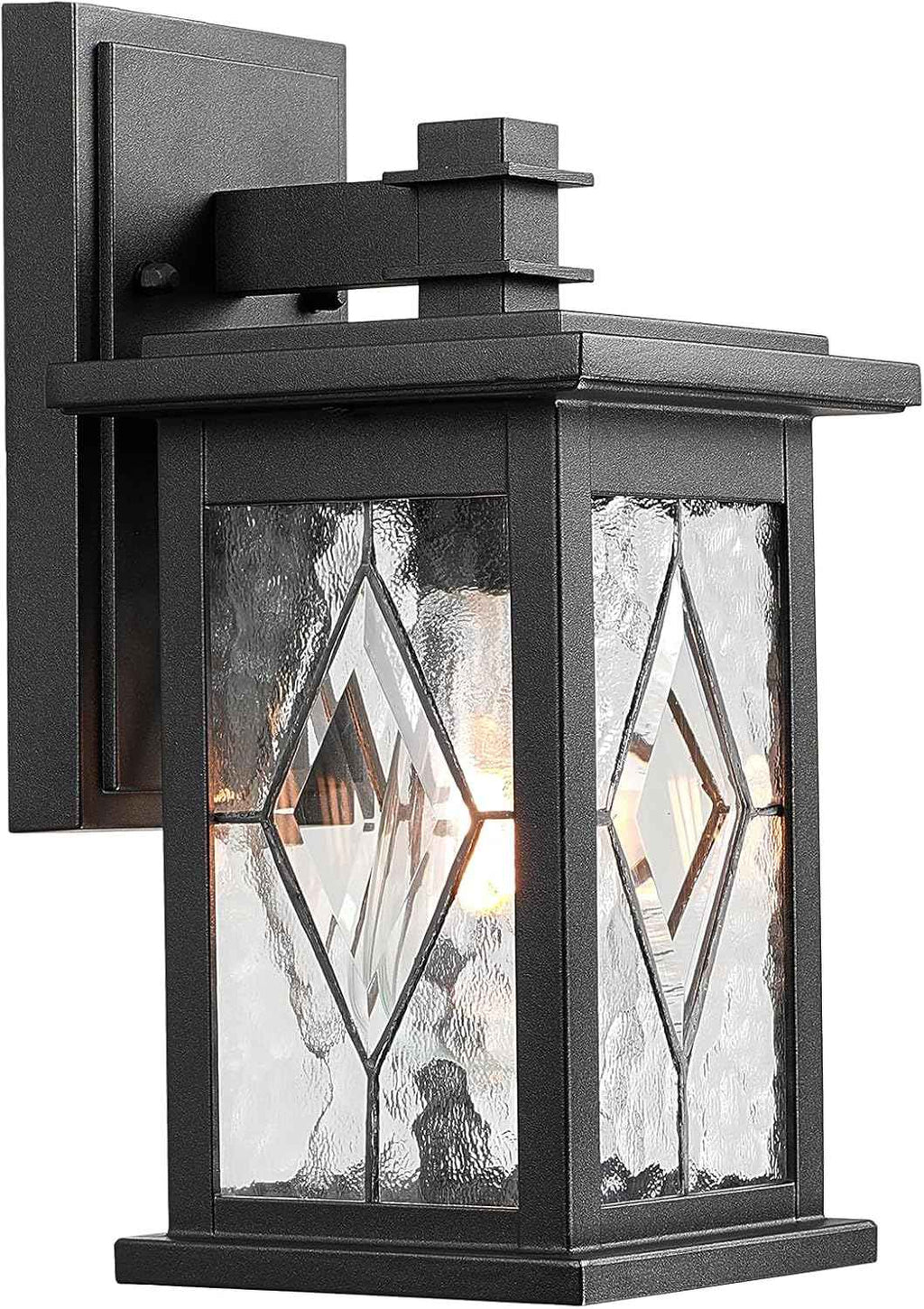 Outdoor Wall Lights Matte Black Outside Light Fixtures for House | Aluminum Outdoor Porch Lighting with Handmade Solder Glass, Waterproof Garage Lights, E26 Socket and UL Listed
