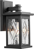 Outdoor Wall Lights Matte Black Outside Light Fixtures for House | Aluminum Outdoor Porch Lighting with Handmade Solder Glass, Waterproof Garage Lights, E26 Socket and UL Listed