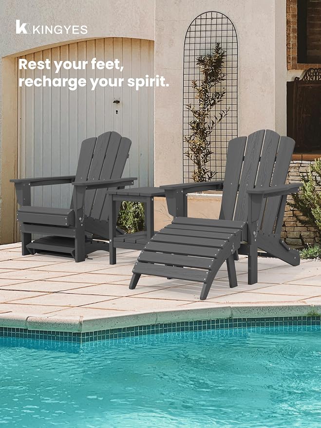 KINGYES Folding Adirondack Ottomans Set of 4 - Image 3