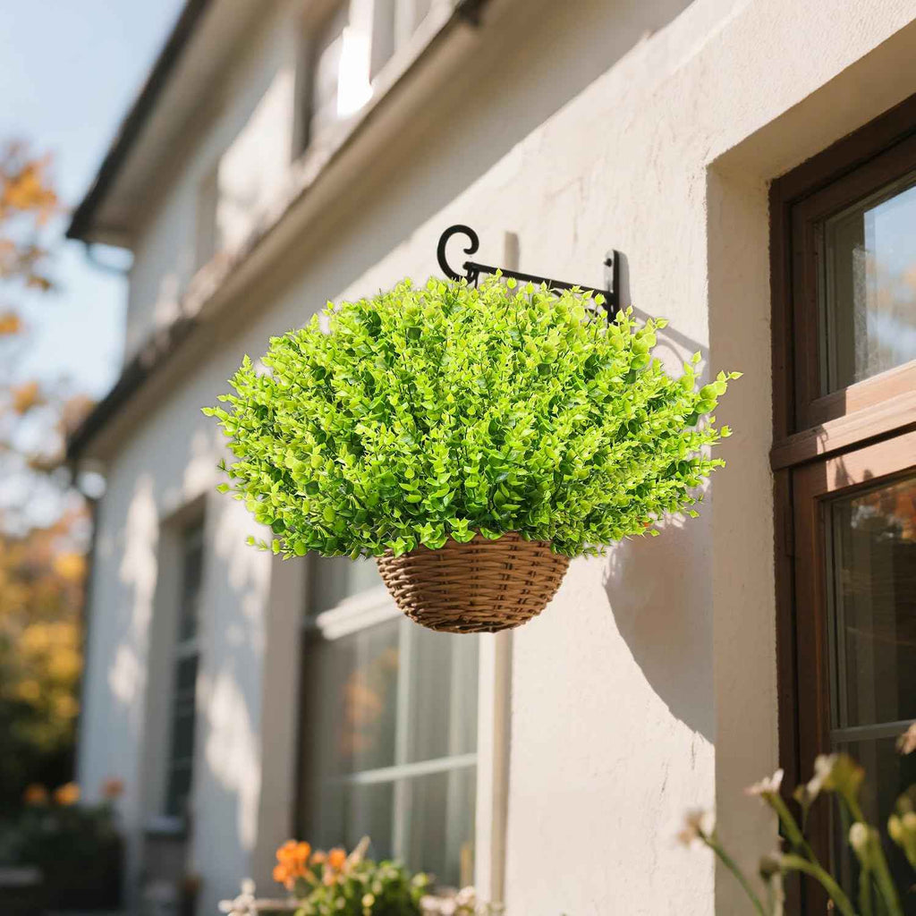 20 Pack UV Resistant Outdoor Artificial Flowers - Eucalyptus Plastic Flowers and Simulated Plants for Hanging Planters, Porches, Gardens - Weather and Fade Resistant (Greener)