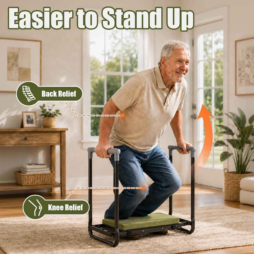 Garden Kneeler and Seat, Foldable Garden Stool, with Kneeling Pad & Bag | Garden kneeling pad, Garden stools for seniors, Gardening essentials, Gardening gifts