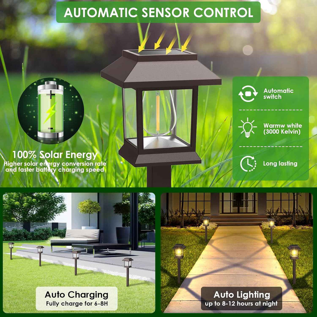 Benany Solar Outdoor Lights, 12 Pack Solar Pathway Lights Waterproof, Landscape Lighting for Path Walkway Lawn Garden Yard Outside Décor, Brown