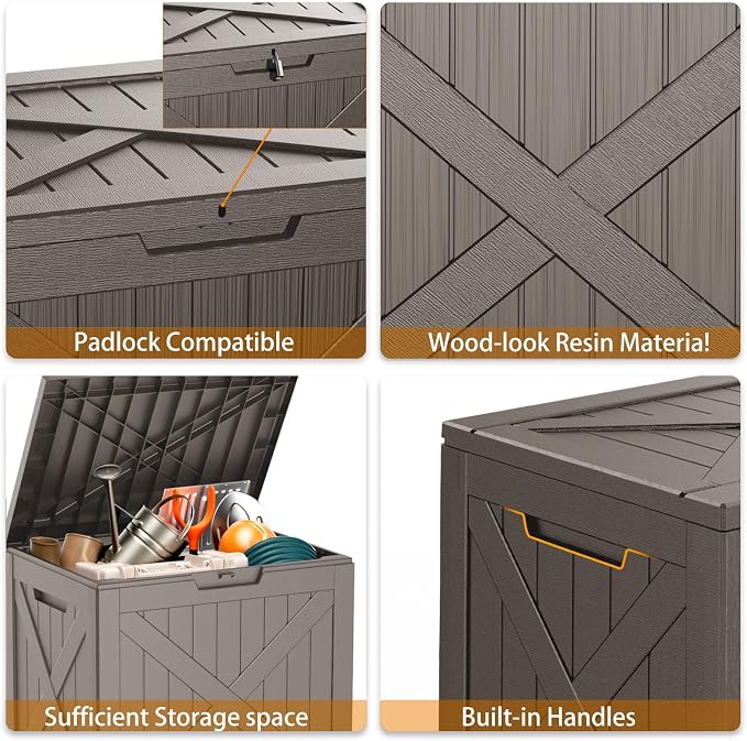 ROJIK 32 Gallon Outdoor Storage Housing Deck Box, Waterproof Patio Furniture - Image 4