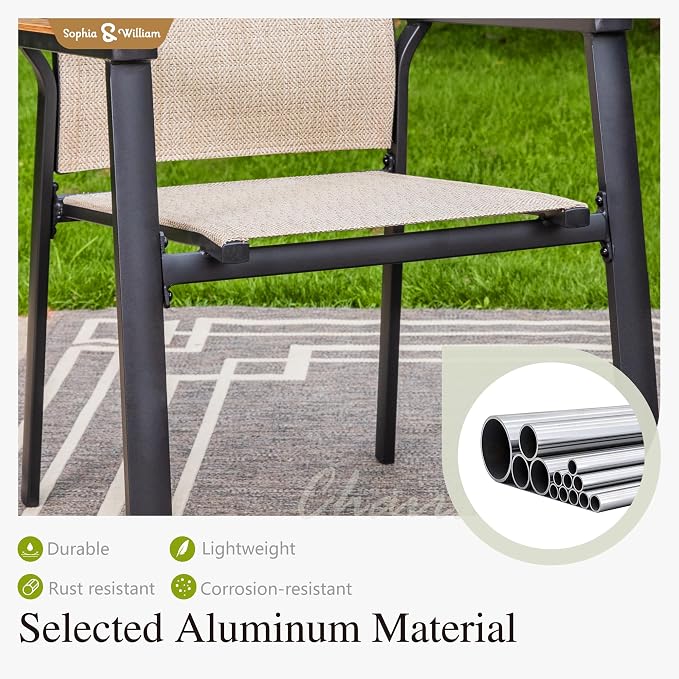 Sophia & William Patio Dining Set 9 Pieces, Patio Table and Chairs Set - Image 3