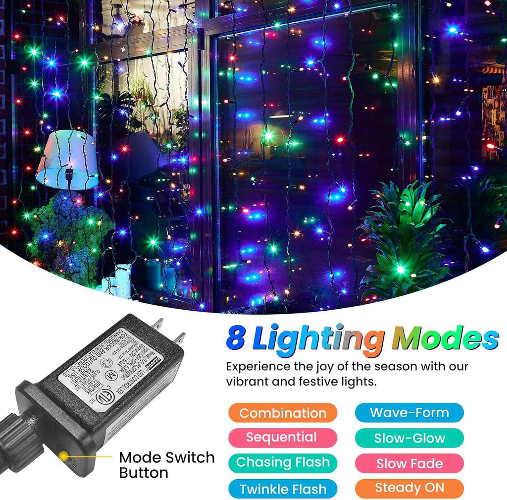 JTSIOV 65ft/20M Christmas Tree Lights, 8 Modes Outdoor Fairy Lights, Waterproof Outdoor String Lights Mains Powered for Bedroom, Garden, Party, Wedding, Christmas Decoration