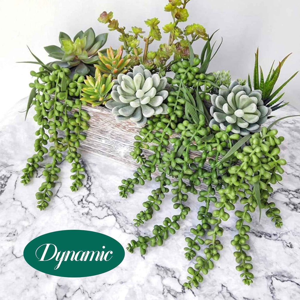 Meiliy 4pcs Artificial Succulent Plants Hanging Succulent Plants Faux Succulents Unpotted Branch String of Pearls Plant for Home Kitchen Office Wedding Garden Craft Art Indoor Decor | Soft rubber faux hanging succulents with natural tones and gentle dr...