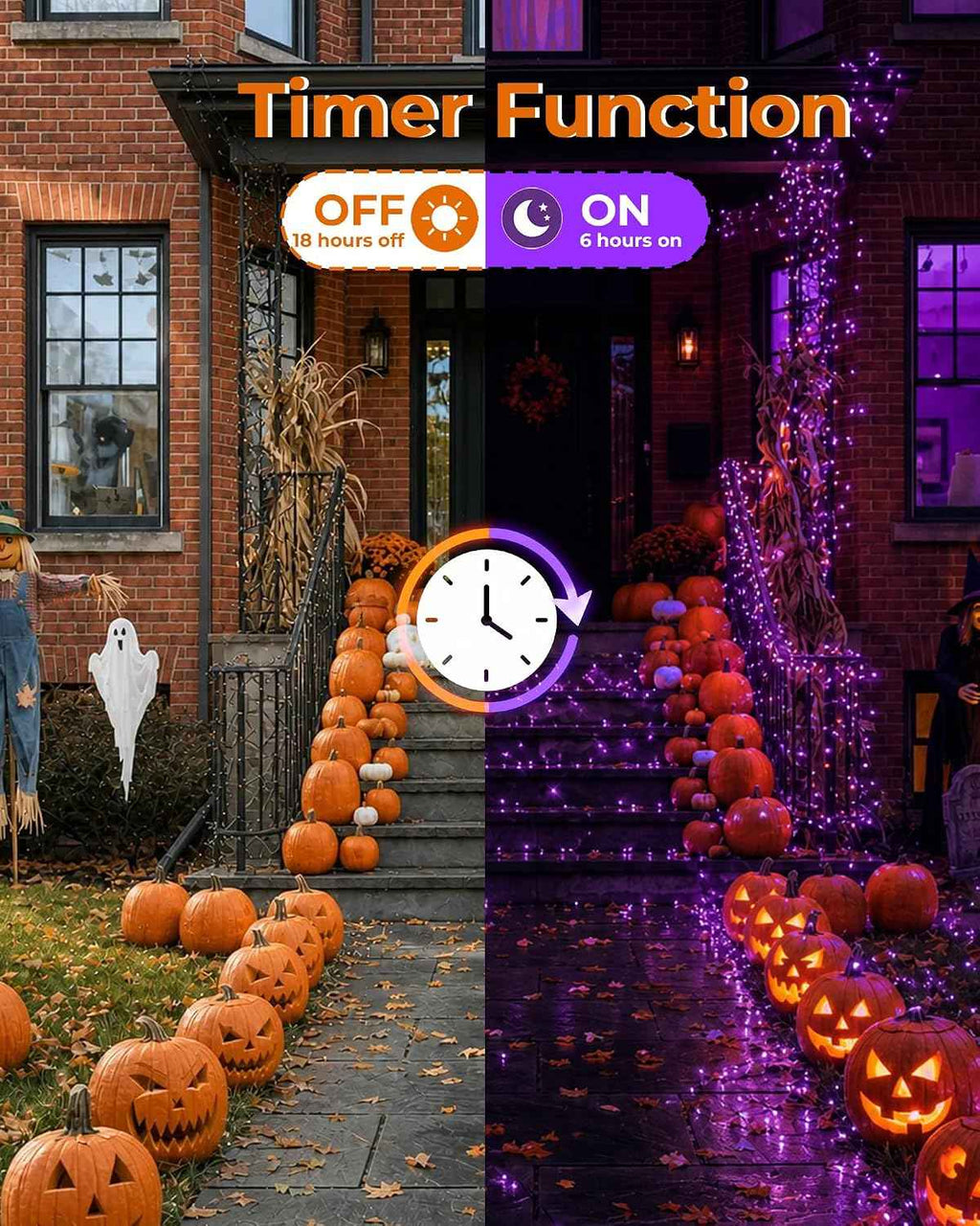 Halloween Fairy Lights Plug in, 10Feet 200 LEDs Firecracker String Lights with Remote, Waterproof Cluster String Lights for Ceiling Bedroom Wreath Window Bar Haunted Theme Halloween Decoration, Purple
