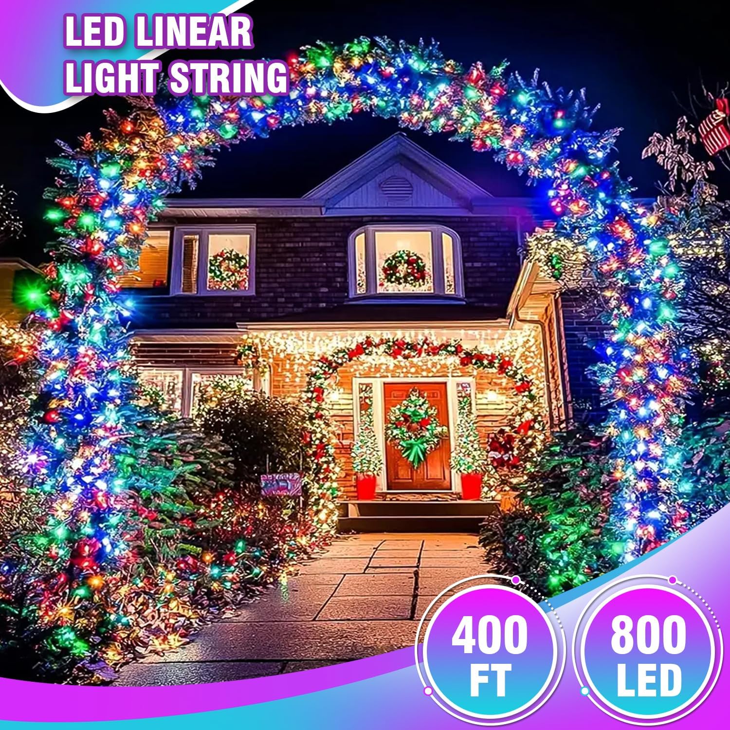 400FT Extra Long Multicolor String Lights, LED Waterproof Fairy Lights with Remote & Timer, Dimmable Seasonal Decorative Lighting for Christmas, Wedding, Party, Garden, Patio