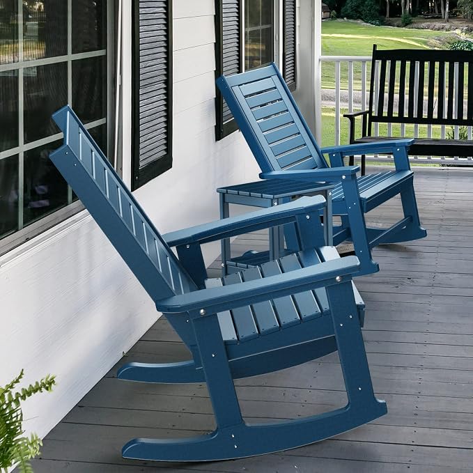 GREENVINES Outdoor Rocking Chairs | Set of 2 | Porch Rocker | HDPE Plastic | - Image 6