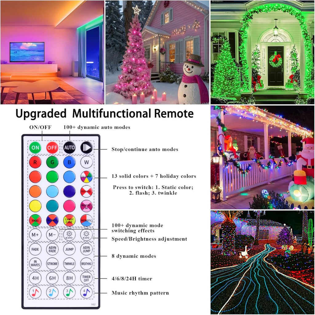 132FT 400 LED Rope Lights Outdoor Waterproof with Remote & APP Control | 16 Million Colors Changing Fairy String Lights Plug in, Smart Music Sync Twinkle Lighting for Outside Indoor Christmas