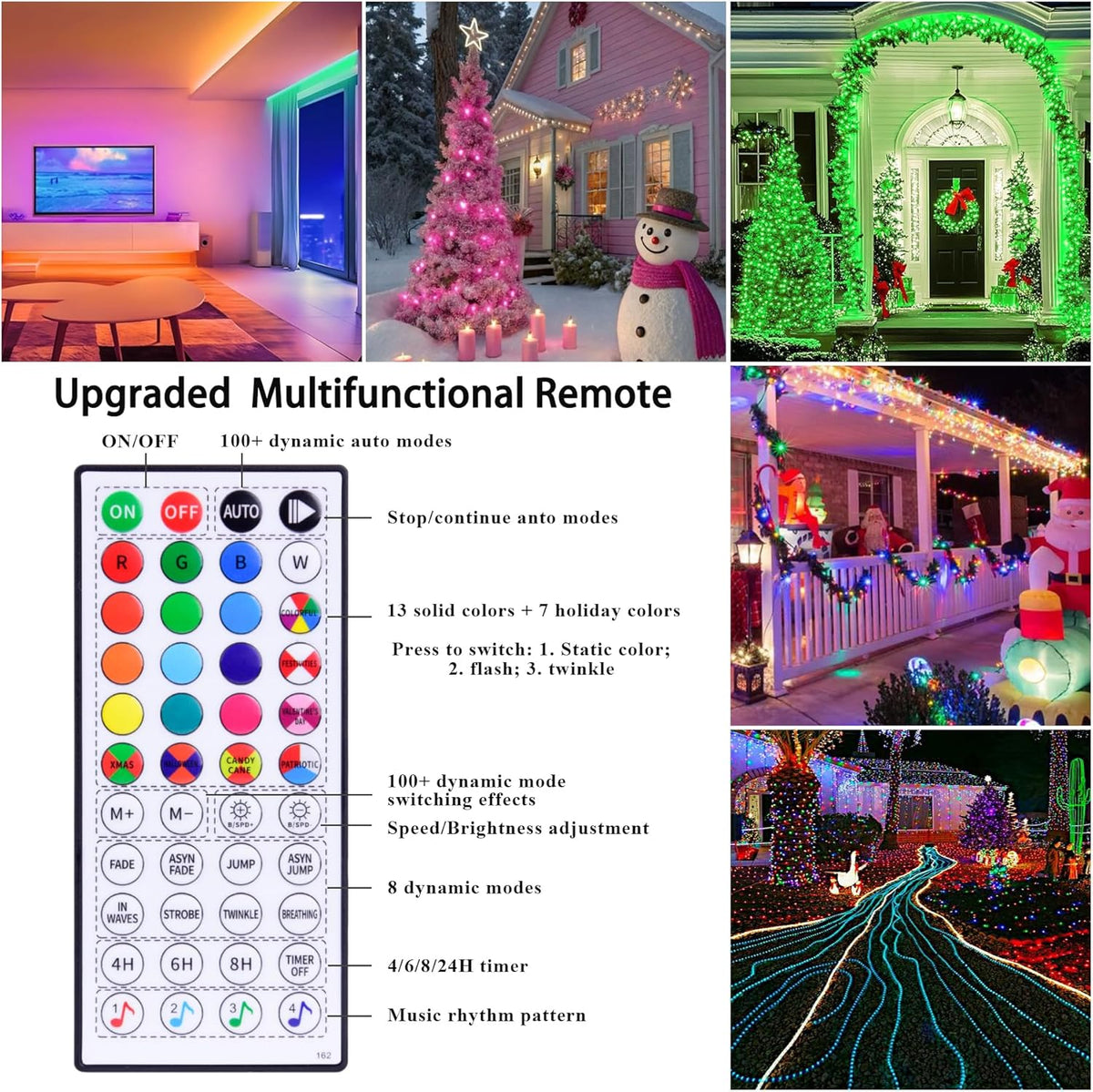 132FT 400 LED Rope Lights Outdoor Waterproof with Remote & APP Control | 16 Million Colors Changing Fairy String Lights Plug in, Smart Music Sync Twinkle Lighting for Outside Indoor Christmas