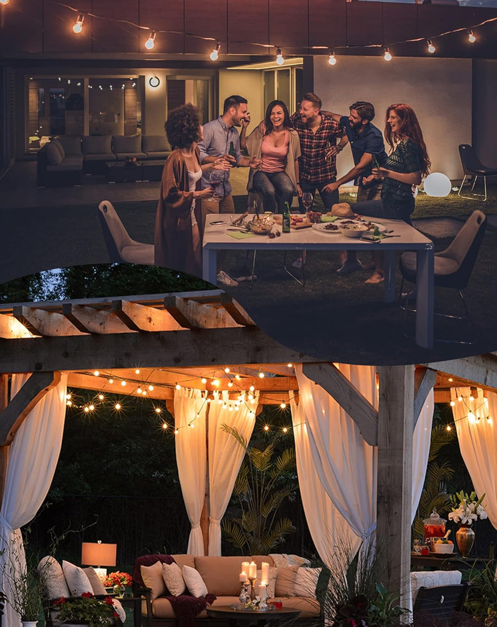 Zuske Outdoor String Lights, 100FT Patio Lights with 53 Shatterproof G40 Globe Bulb(3 Spare), Waterproof Connectable Dimmable LED Hanging Lights for Outside Backyard Porch Balcony Gazebo (2x50FT)