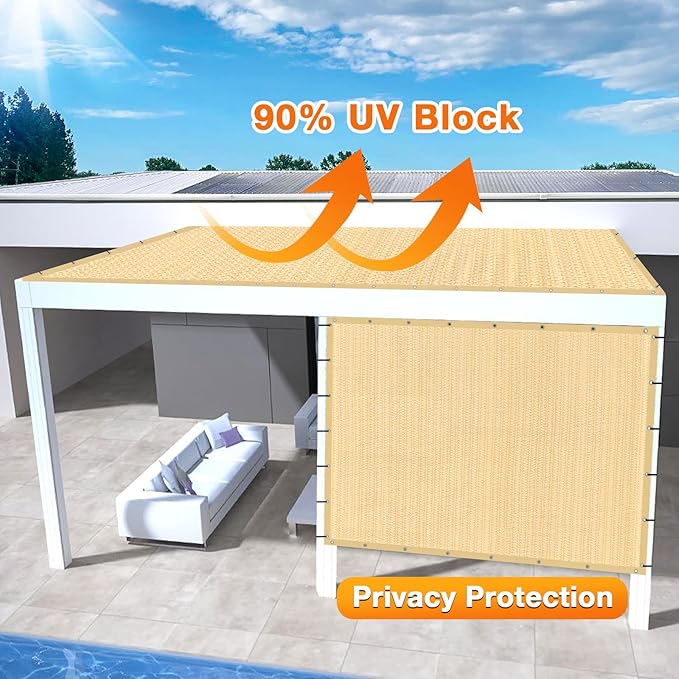 Artpuch Outdoor Pergola Shade Cover 8' X 8' Sun Shade Cloth - Image 3