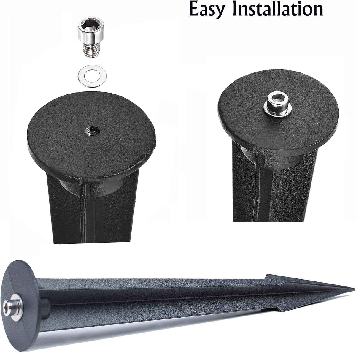 Metal Ground Stake Spike for Outdoor Landscape Spot Flood Pathway Solar Light Replacement Light Stake Spike Part Holder,10.4" Long(2 Pack)
