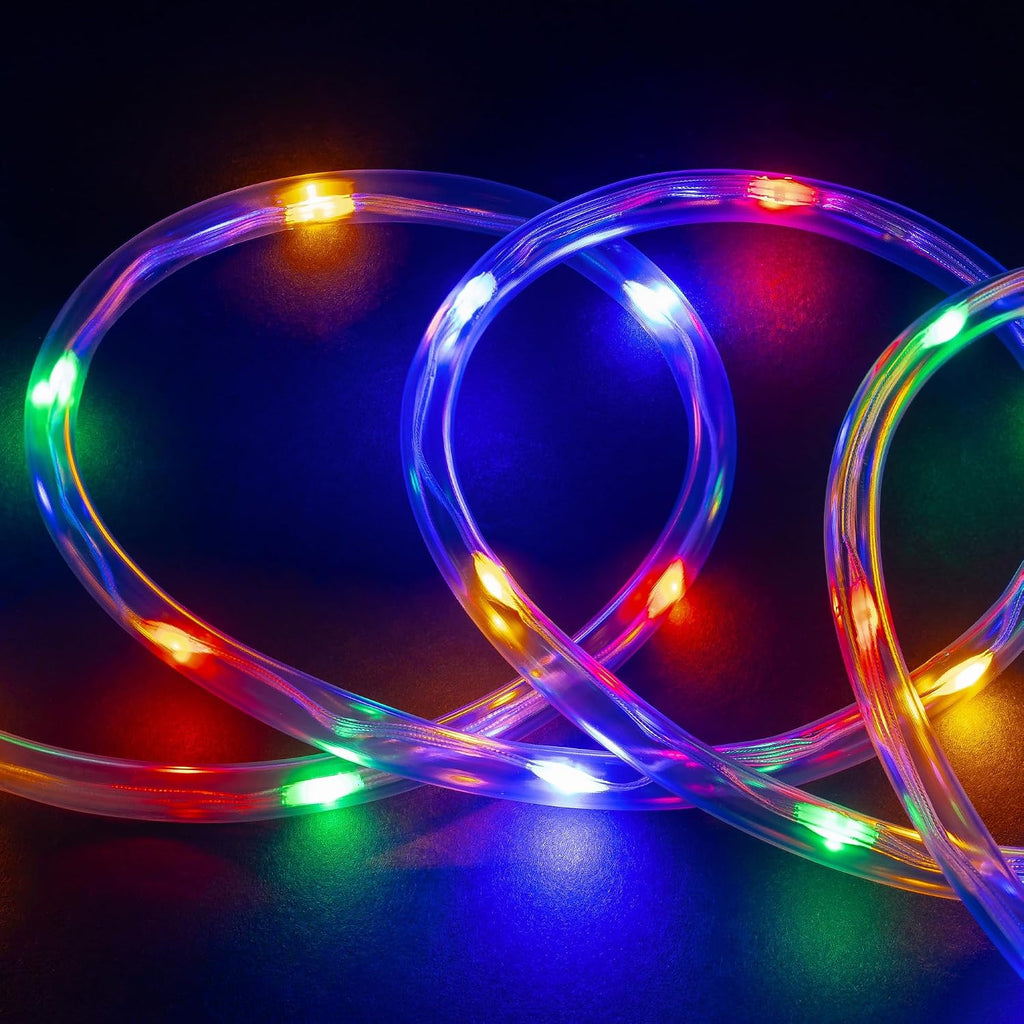10ft Colorful LED Rope Light, 8 Modes, Waterproof Outdoor Accent Lighting w/Remote, Flexible Clear Tube, ETL Certified, Garden, Patio, Backyard, Holiday Christmas, Palm Tree, Ambient Décor