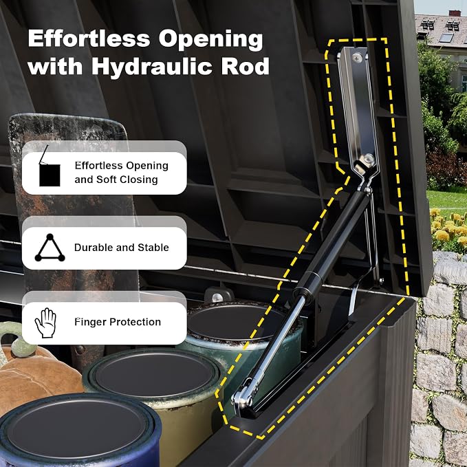 ROJIK 180 Gallon Outdoor Storage Box Waterproof-Patio Furniture Resin Deck Box - Image 3